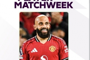 梅开二度率队取胜！官方：曼联前锋姆伯莫当选第9轮英超最佳球员